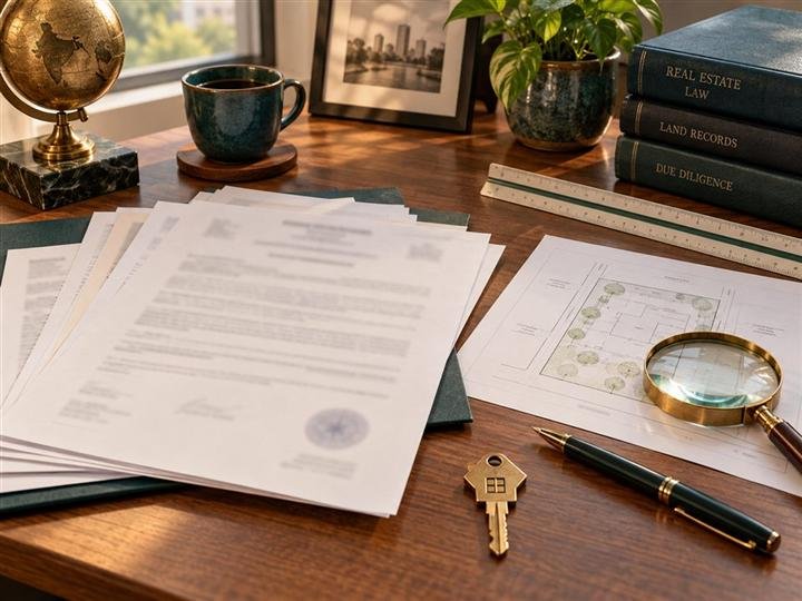 Property documents, site plan and key arranged for review