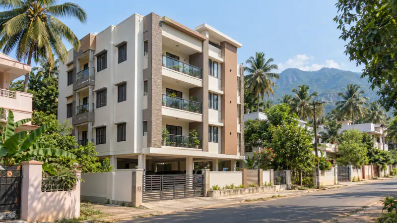 Residential streetscape used for Nagercoil house research